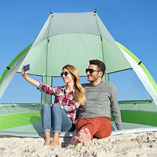 G4Free Portable Beach Tent 2-3 Persons Sun Shade Shelter UPF 50+ Sport Umbrella Canopy with Extendable Floor Foldable Lightweight