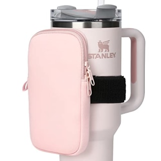 Water Bottle Pouch For Stanley, Gym Tumbler Accessories for Women, Compatible With Stanley Quencher Adventure 40oz &amp; IceFlow 20/30oz, Workout Outdoor Tumbler Pocket for Phone, Card, Keys, Cash-Pink