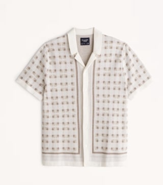 Border Stripe Button-Through Sweater Polo