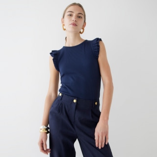 Vintage rib ruffle-sleeve shirt