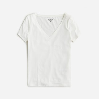 V-neck T-shirt in stretch linen blend