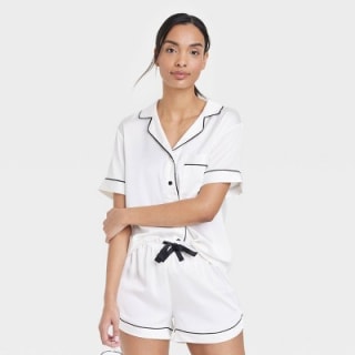 Women's 3pc Notch Collar and Shorts Pajama Set - Stars Above(TM) White