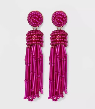 Beaded Tassel Statement Earrings