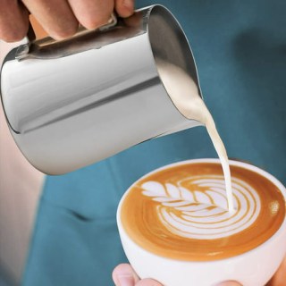 Zulay 12-oz Milk Frothing Pitcher Stainless Steel - Best Milk Frother Steamer Cup - Easy to Read Creamer Measurements Inside - Foam Making for Coffee Matcha, Chai, Cappuccino, Lattes (Black)