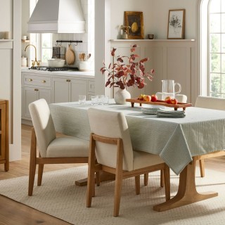 Textured Stripe Rectangular Woven Tablecloth