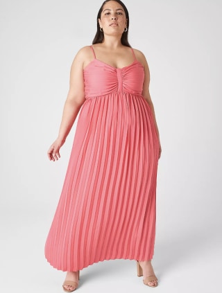 Pleated Satin Gown