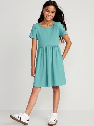 Short-Sleeve Rib-Knit Dress for Girls