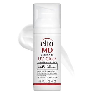 EltaMD UV Clear Face Sunscreen, SPF 46 Oil Free Sunscreen with Zinc Oxide, Protects and Calms Sensitive Skin and Acne-Prone Skin, Lightweight, Silky, Dermatologist Recommended, 1.7 oz Pump