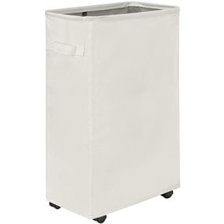 Chrislley 45L Slim Laundry Hamper with Wheels Narrow Rolling Laundry Basket Foldable Dirty Clothes Portable Skinny Hamper Organizer Storage Bins (22 inches, Beige 1)