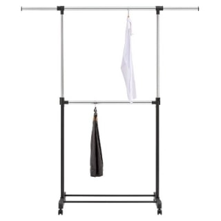 Adjustable Double Rod Garment Rack Black - Room Essentials(TM)