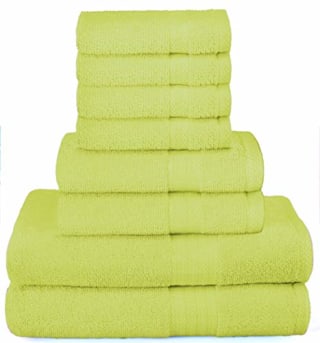 Ultra Soft 8-Piece Towel Set - 100% Pure Ringspun Cotton, Contains 2 Oversized Bath Towels 27x54, 2 Hand Towels 16x28, 4 Wash Cloths 13x13 - Ideal for Everyday use, Hotel & Spa - Neon Green
