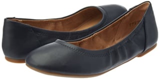 Amazon Essentials Women's Belice Ballet Flat, Navy Faux Leather, 8