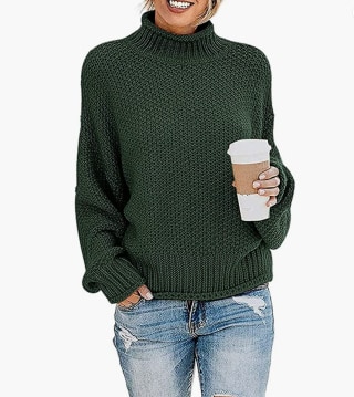 Zesica Oversized Batwing Turtleneck Sweater