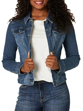 Riders by Lee Indigo Women's Iconic Denim Jacket, Weathered-Medium Blue