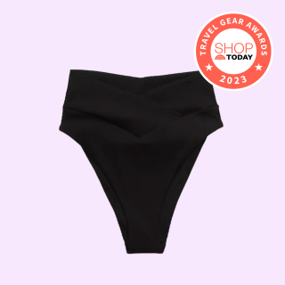 Ribbed Crossover High Cut Cheeky Bikini Bottom