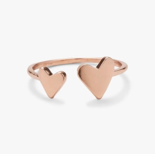 Two Hearts Open Ring 