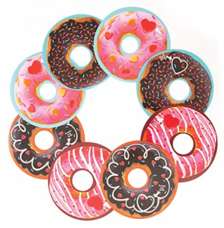 Playhouse Yummy Donut Scratch and Sniff 28 Card Super Valentine Exchange Pack for Kids