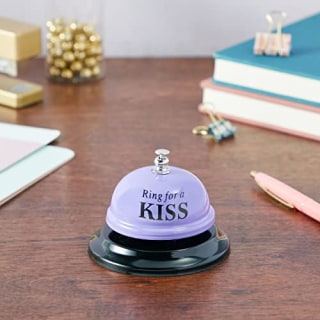 Novelty Ring for a Kiss Service Desk Bell, Funny Gifts for Him and Her, Valentine, Anniversary (Purple, 2.5 In)