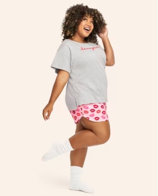 Womens Flannel Pajama Shorts - Pink Admirer