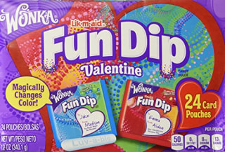 Wonka Fun Dip Valentine Card & Candy Kit 24 Count (Amazon)