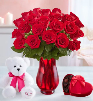 Two Dozen Romantic Red Roses