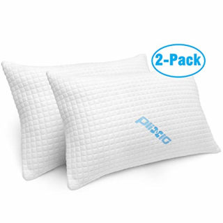 2 Pack Shredded Memory Foam Bed Pillows for Sleeping - Bamboo Cooling Hypoallergenic Sleep Pillow for Back and Side Sleeper - Queen Size