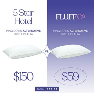 FluffCo Down Alternative Pillow, Standard Pillow, Pillows for Sleeping, Queen Pillows, Bed Pillows, Side Sleeper Pillow, Cooling Pillow, Hotel Pillow, Neck Pillow, Travel Pillow (Standard Soft)