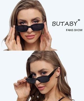 Butaby '90s Vintage Rectangle Sunglasses