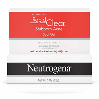 Neutrogena Rapid Clear Stubborn Acne Spot Treatment Gel with Maximum Strength Benzoyl Peroxide Acne Treatment Medicine, Pimple  Cream for Acne Prone Skin with 10% Benzoyl Peroxide, 1 oz