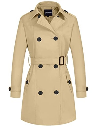 Wantdo Women's Waterproof Double-Breasted Trench Coat