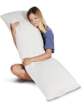 Snuggle-Pedic Long Body Pillow for Adults - Big 20x54 Pregnancy Pillows w/Shredded Memory Foam & Bamboo Cooling Pillow Cover - Cuddle Pillow for Bed, Firm Maternity Side Sleeper Pillow Insert to Hug