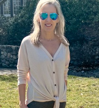 Waffle Knit Tunic Blouse