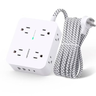 Surge Protector Power Strip - 8 Outlets with 4 USB (2 USB C) Charging Ports, Multi Plug Outlet Extender, 5Ft Braided Extension Cord, Flat Plug Wall Mount Desk USB Charging Station for Home Office ETL