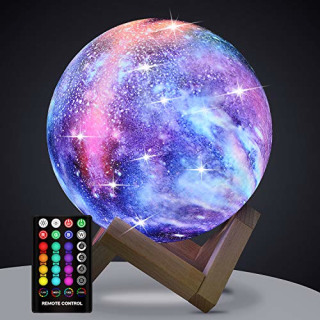Moon Lamp, Kids Night Light , GDPETS Galaxy Lamp 16 Colors Moon Light with Wood Stand - Remote & Touch Control USB Rechargeable Gift for Girls Lover Birthday - 4.8 inch