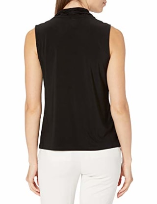 Anne Klein Solid Triple Pleat Top