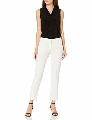 Anne Klein Solid Triple Pleat Top