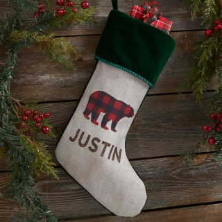 Cozy Cabin Buffalo Check Personalized Christmas Stockings