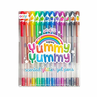 OOLY, Yummy Yummy Scented Glitter Gel Pens, Set of 12, For Note Taking, Scrapbooking, Journaling. Colorful Art Supplies Cute School Supplies for Kids or Teens, Multicolor Drawing Pens
