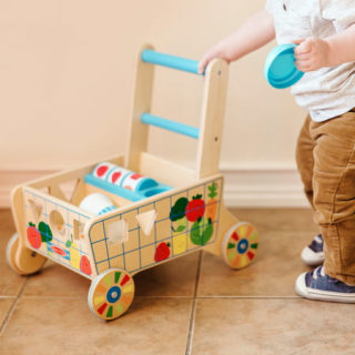 Melissa & Doug Wooden Shape Sorting Grocery Cart Toy