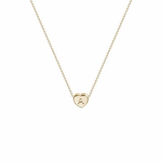 Tiny Gold Initial Heart Necklace-14K Gold Filled Handmade Dainty Personalized Heart Choker Necklace For Women Letter A