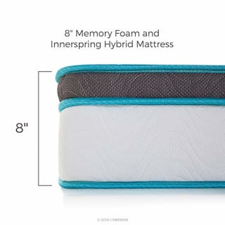 Linenspa 8 Inch Memory Foam and Innerspring Hybrid Medium-Firm Feel-Queen Mattress, White