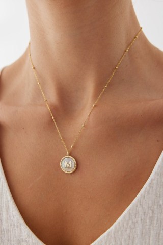 Pearl Letter Necklace, Mother Of Pearl Necklace, Custom Necklace, Silver Coin Necklace, Silver Initial Necklace, Silver Pearl Necklace