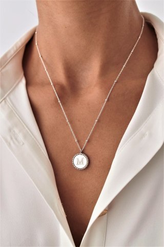 Pearl Letter Necklace, Mother Of Pearl Necklace, Custom Necklace, Silver Coin Necklace, Silver Initial Necklace, Silver Pearl Necklace