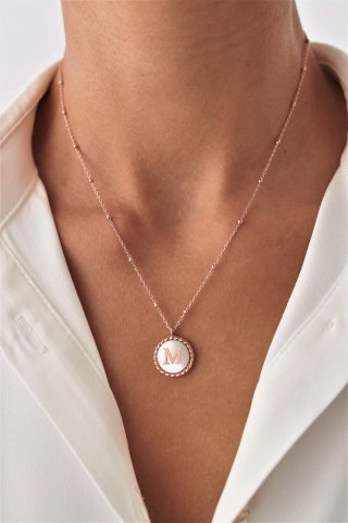 Pearl Letter Necklace, Mother Of Pearl Necklace, Custom Necklace, Silver Coin Necklace, Silver Initial Necklace, Silver Pearl Necklace