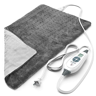 Pure Enrichment(R) PureRelief(TM) XL Heating Pad - LCD Controller with 6 InstaHeat Settings for Cramps, Back, Neck, &amp; Shoulder Pain Relief, Moist Heat Option, Machine Washable, 12" x 24" Storage Bag (Gray)
