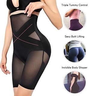MOVWIN Tummy Control Body Shaper Shorts - High Waist Thigh Slimmer Panties Shapewear Black