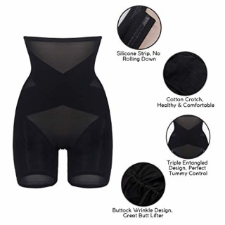 MOVWIN Tummy Control Body Shaper Shorts - High Waist Thigh Slimmer Panties Shapewear Black