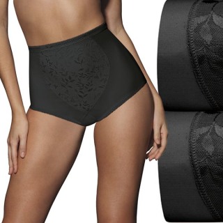 Bali womens Jacquard Mesh Tummy Panel Firm Control 2-pack Fajas Dfx710 Shapewear Brief, Black Jacquard/Black Jacquard, X-Large US