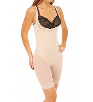 Extra Firm Sheer Shaping Open Bust Mid-Thigh Slimmer