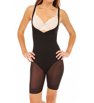 Extra Firm Sheer Shaping Open Bust Mid-Thigh Slimmer